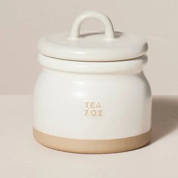 HEARTH & HAND Magnolia 7 oz Stoneware Crock Tea Canister Cream - Picture 1 of 4